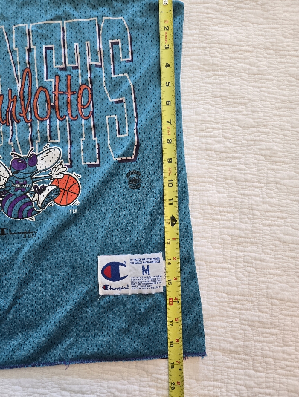 Vintage 90s Champion Charlotte Hornets Practice Jersey Men's Size M Made in USA - Picture 4 of 8
